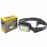 Налобний акумуляторний ліхтар із сенсорним включенням Т1333 COB+RED, фото 6