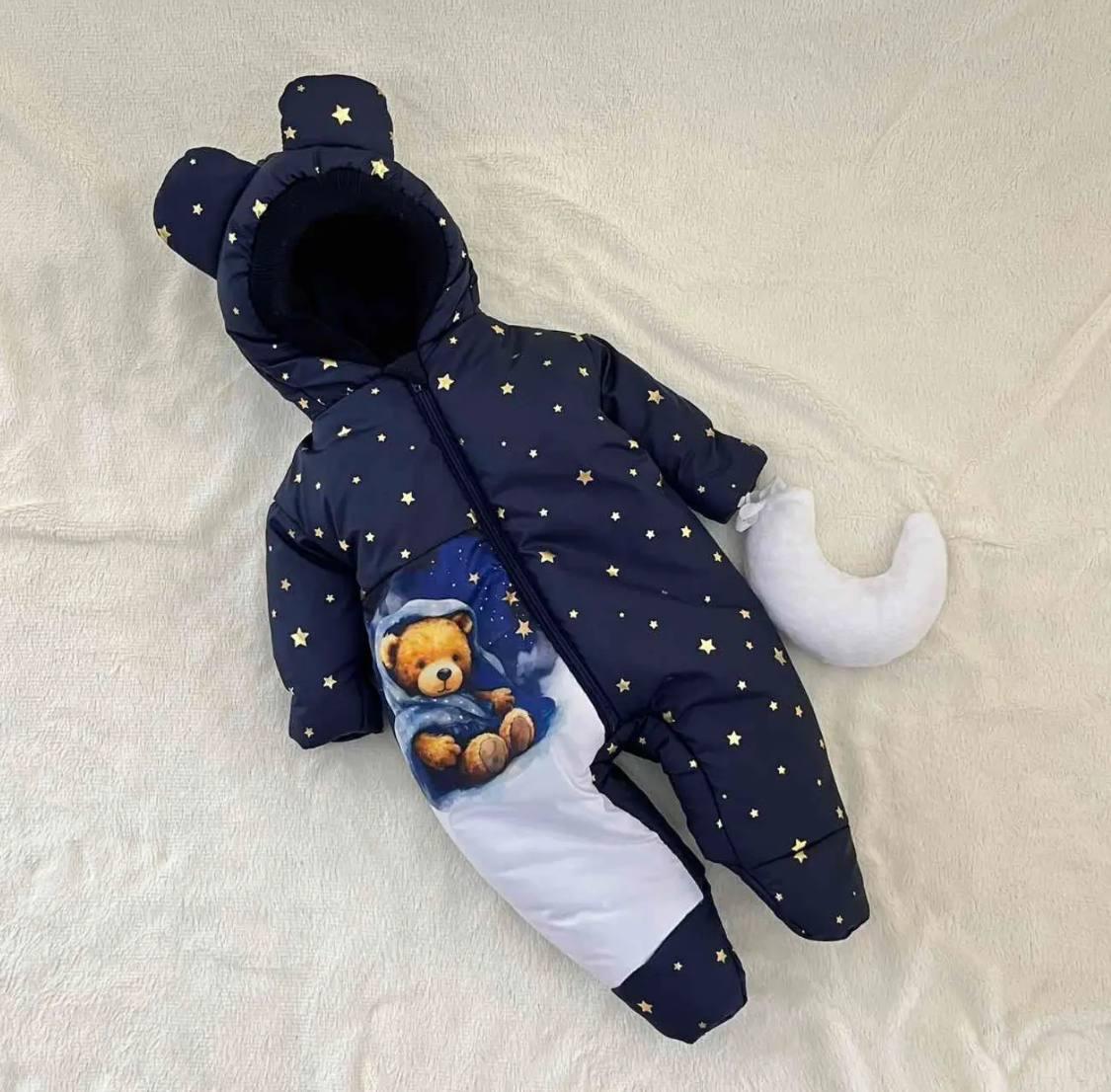 Дитячий теплий чоловічок комбінезон осінь весна зима 0-3 міс 56-62 розмір