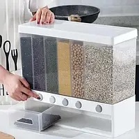 Кухонний органайзер з дозатором для сипучих продуктів, органайзер для продуктів та круп 6 секцій DFS