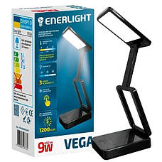 Настільна LED лампа Enerlight Vega настільна лампа з акумулятором Чорний 9 Вт, фото 6