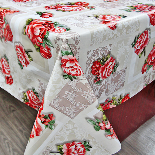 Клейонка ПВХ на нетканій основі Bona Domus 8684 A 1.37*25 м Клейонка для столу з квітковим принтом