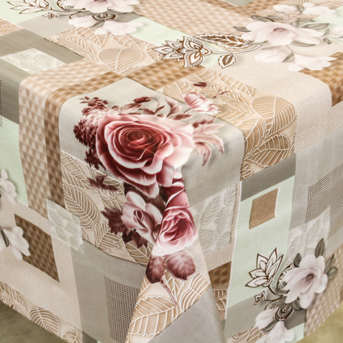 Клейонка на стіл силікон Bona Domus 81910 D 1.37*30 м Силіконова клейонка з квітковим візерунком