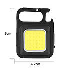 Акумуляторний металевий ліхтарик-брелок COB, світлодіодний міні ліхтар із карабіном, відкривачкою та магнітом, фото 2