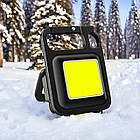 Акумуляторний металевий ліхтарик-брелок COB, світлодіодний міні ліхтар із карабіном, відкривачкою та магнітом, фото 8