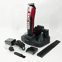 Машинка/Триммер GEMEI GM-592 10в1. Акумуляторна, Для Стрижки, Бороди, Окантовки, Червона
