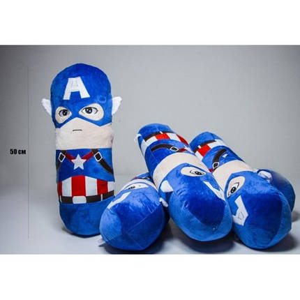 М'яка іграшка (подушка-батон ) Герой CAPTAIN AMERICA 50см, фото 1