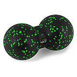 Масажний м'яч подвійний PowerPlay PP-4352 Epp foam peanut ball (d8*16cm.) Чорно/Зелений, фото 3