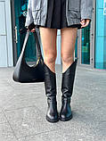 Чоботи жіночі шкіряні чорні демісезонні, фото 3