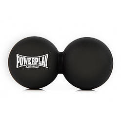 Масажний силіконовий подвійний м'яч PowerPlay PP-4355 Silicone Lacrosse Peanut Ball (6.3*12.6см.) Чорний