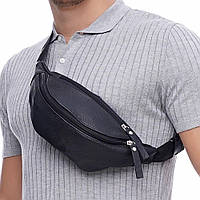 Бананка Чорна Шкіряна Унісекс — Сумка На Пояс / Барсетка (Натуральна Шкіра)