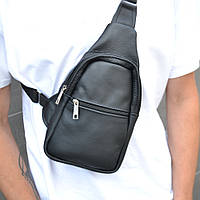 Сумка-Слінг Чоловічий Чорний — Натуральна Шкіра, Крос-боді/Барсетка