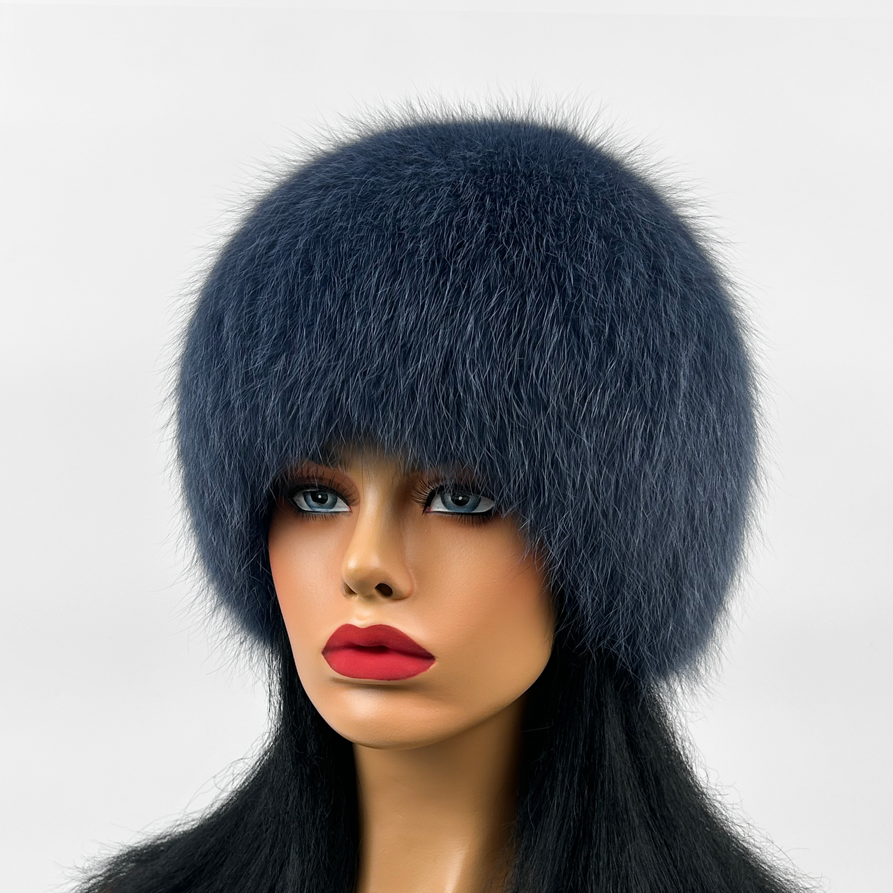 Хутряна шапка з Песця (синій)