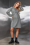 Сукня для вагітних та годуючих з секретом годування в сіру клітину S, фото 3