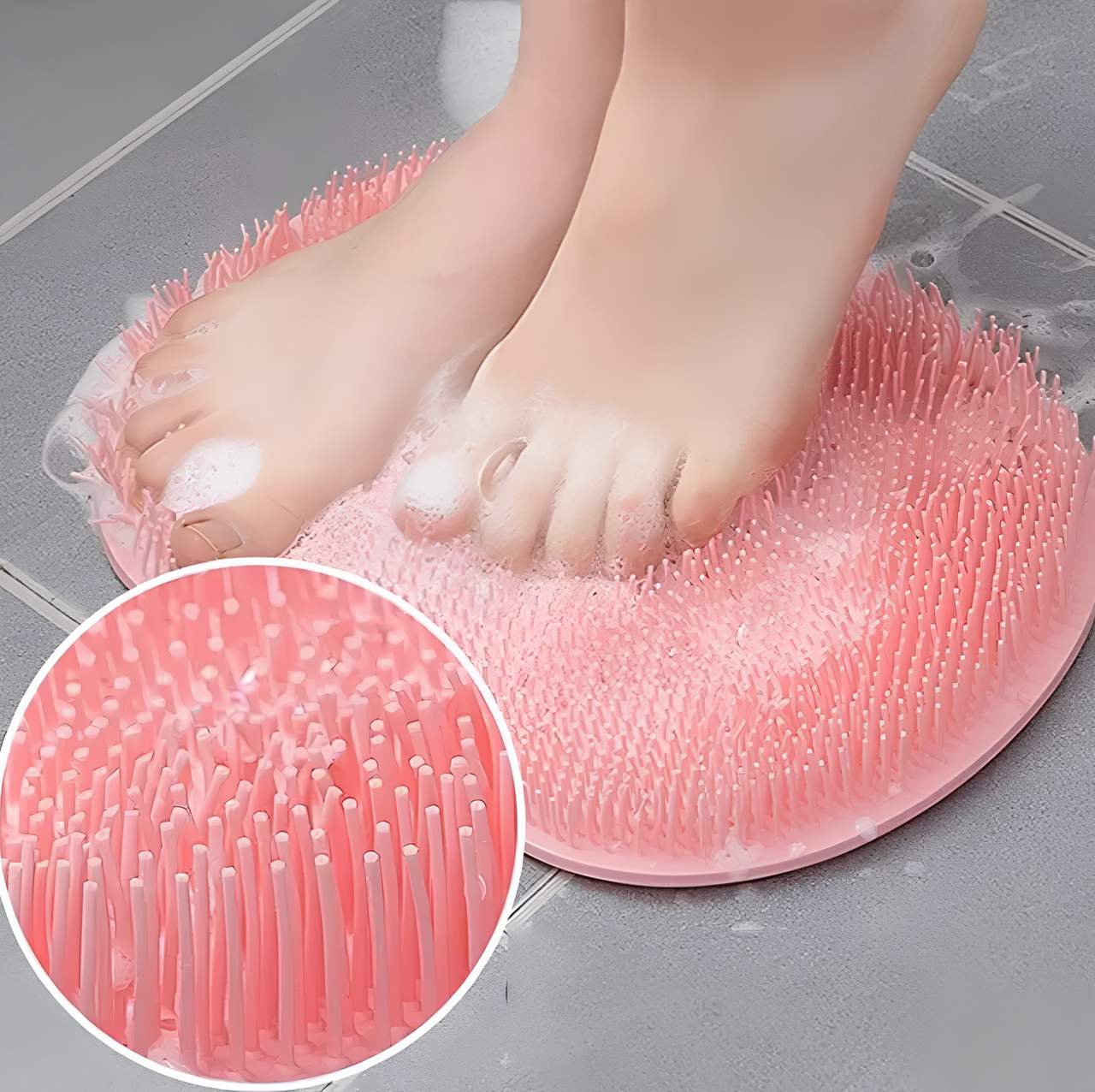 Силіконовий масажний килимок на присосках Shower Foot Massager Mat Rose, фото 1