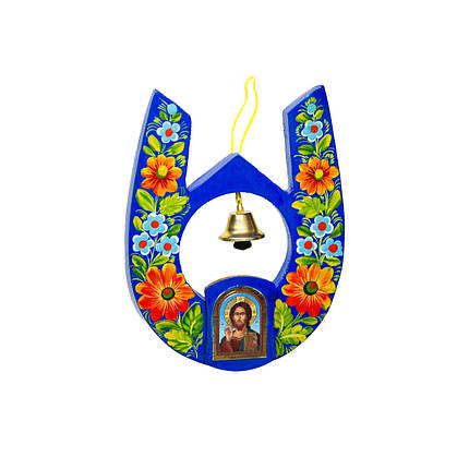 Брелок "Підкова" 12*9,5 см., з Петриківським розписом, фото 1