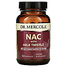 Dr. Mercola, N-ацетилцистеїн із розторопшею, 500 мг, 60 капсул