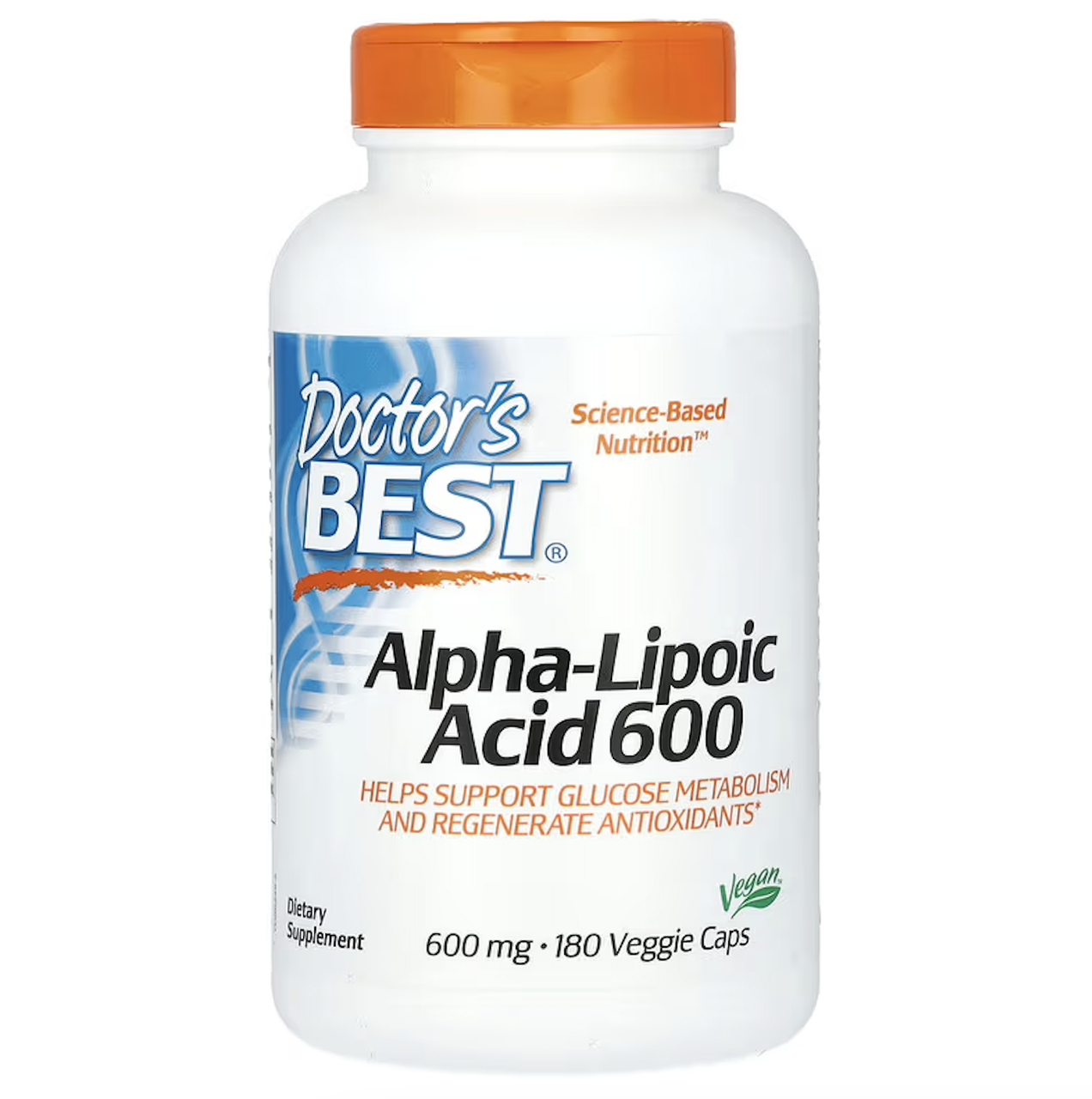 Doctor's Best, альфа-ліпоєва кислота 600, 600 мг, 180 вегетаріанських капсул