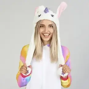 Шапка Кігурумі Єдиноріг із рухомими вухами Біла, Шапка Єдиноріг, фото 1