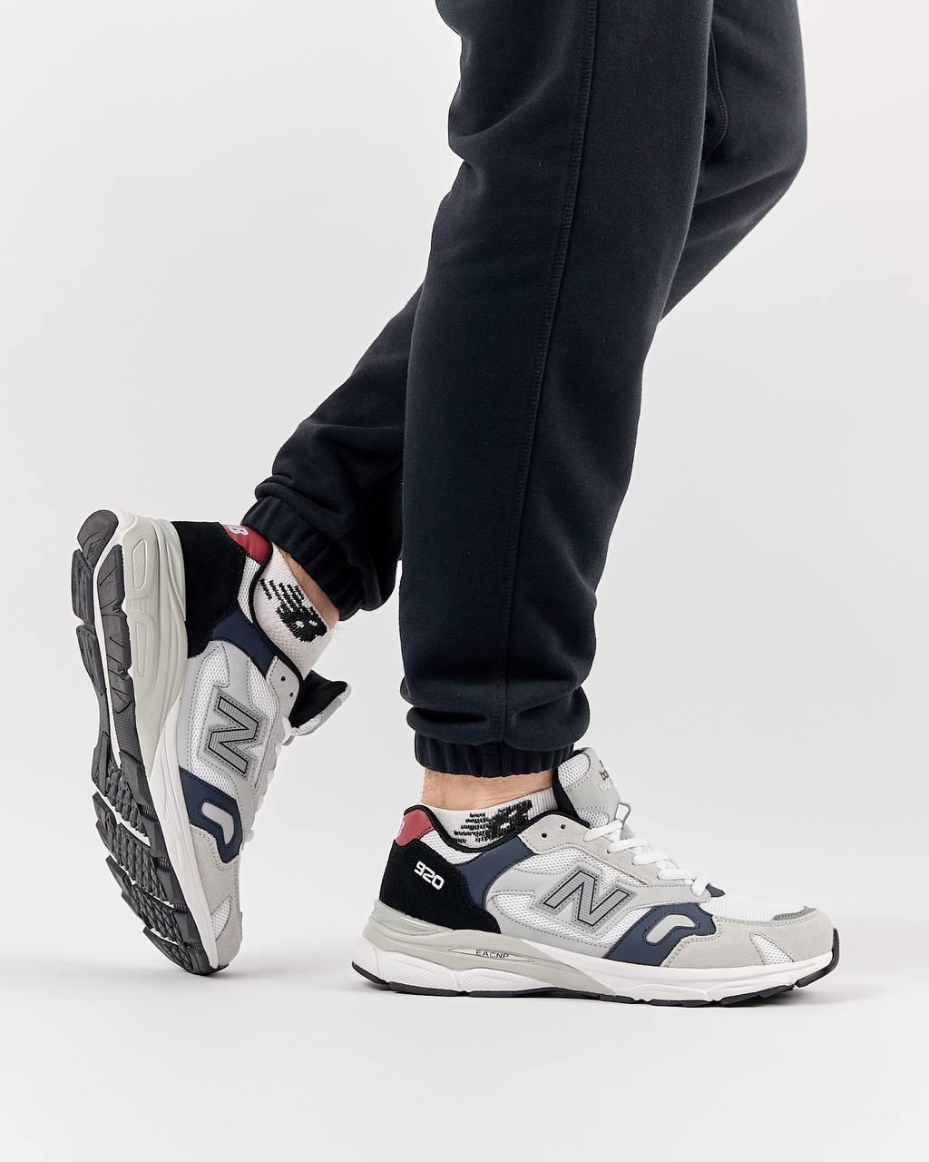 Чоловічі кросівки замша сітка New Balance 920 White Gray Navy, кеди чоловічі Нью Беленс сірі. Чоловіче взуття