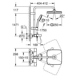 Душова система Tempesta 250 Cube (266912431) Grohe Art. 266912431, фото 3