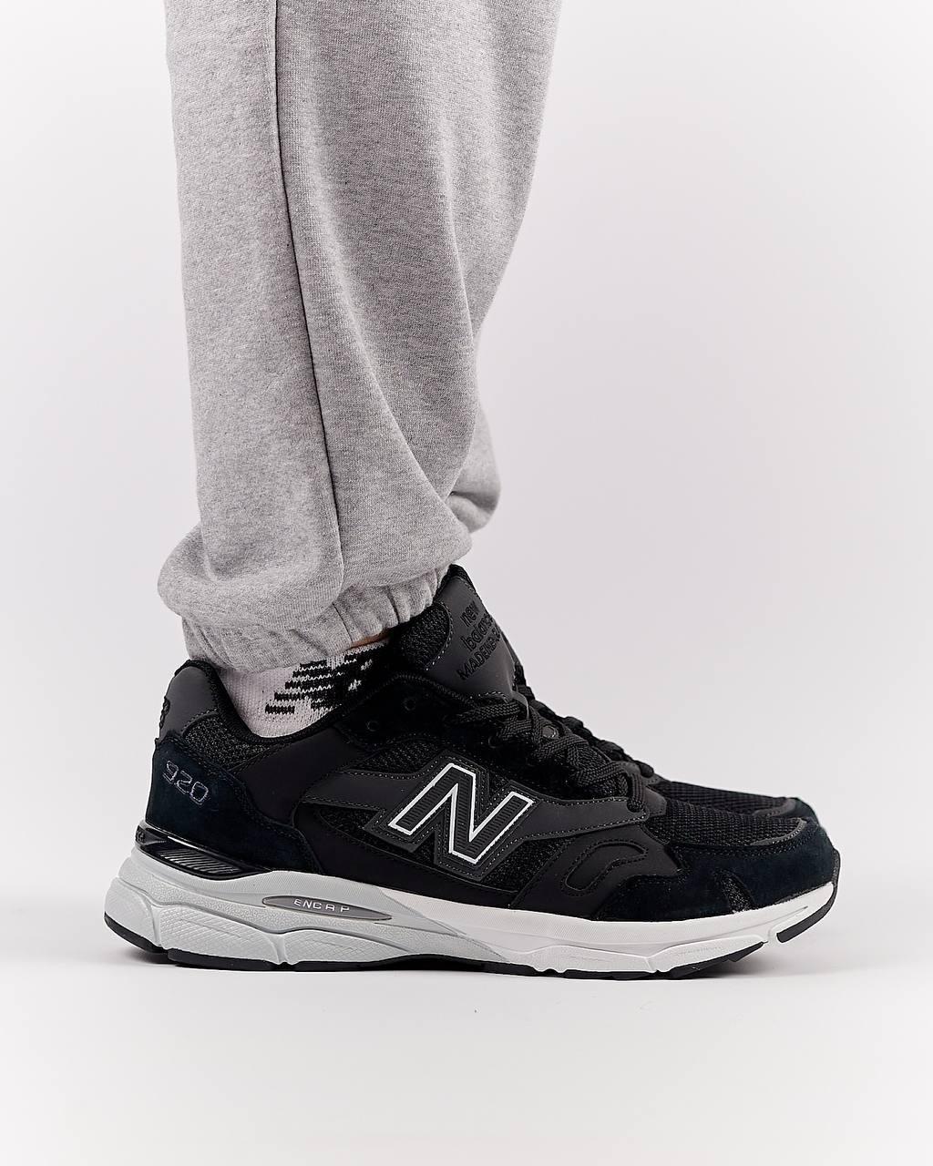 Чоловічі кросівки замша текстиль New Balance 920 Black White, кеди Нью Беланс чорні. Чоловіче взуття