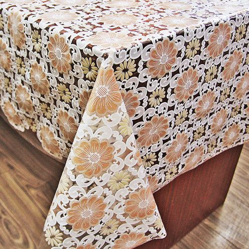 Клейонка ПВХ Bona Domus Lace Ажур 1.32 м х 22 м Ажурна клейонка для столу Скатертина з квітковим принтом