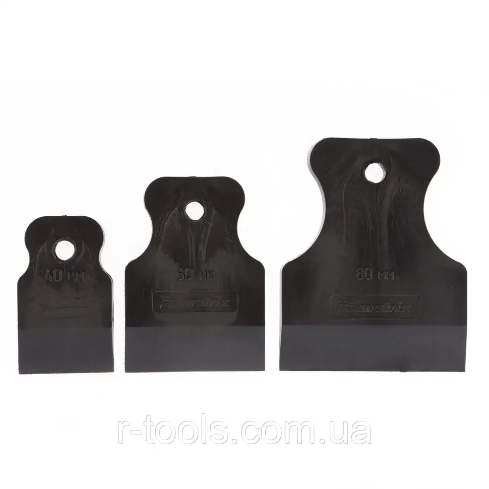 Набір шпателей 40-60-80 мм чорна гума 3 шт MTX 858285