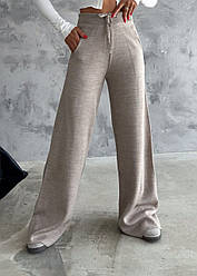 Спортивні молодіжні широкі брюки-палаццо у бежевому кольорі. Розмір універсальний.