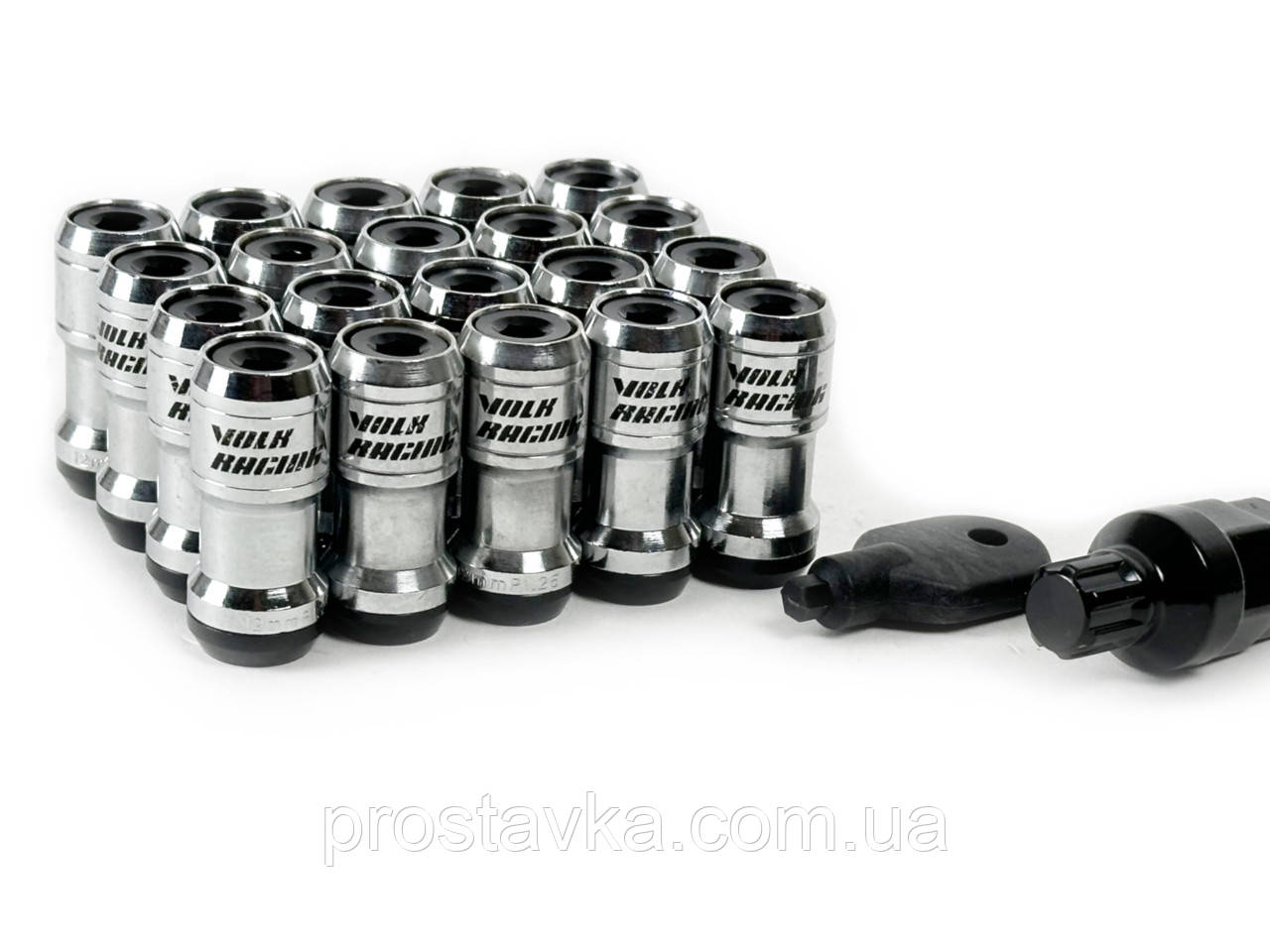 Комплект Гайок Volk Racing М12x1,25x45мм Конус для вузьких отворів у дисках (Чорні), фото 1