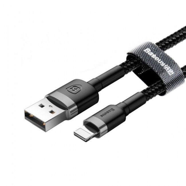 Кабель BASEUS Cafule Lightning 50 см CALKLF-AG1 чорно сірий