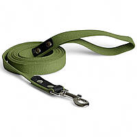 Брезентовый поводок Canem для собак 3 метра, 25 мм. Поводок для собаки из брезента, Зеленый