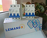 Автоматичний вимикач малогабаритний 3 полюси 3P 20A  Lemanso LCB45-3C20 тип С 50Гц, фото 8