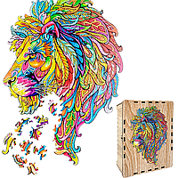 Пазл А3 Лев з дерева 150 фигурных элементов 46х32 см в подарочной коробке
