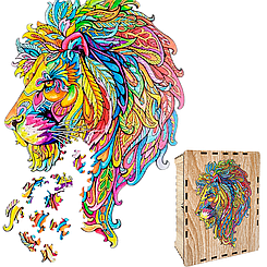 Пазл А3 Лев з дерева 150 фігурних елементів 46х32 см у подарунковій коробці