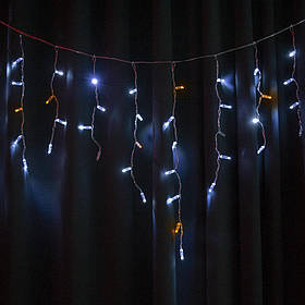 Гірлянда вулична 2x0.7м бахрома білий/жовтий STARLIGHT Flash 75LED IP44 прозорий - MegaLavka