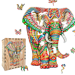 Пазл А3 фігурний дерев'яний Слон 179 фігурних елементів у подарунковій коробці