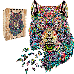 Пазл А3 пазл Вовк з дерева 183 фігурні елементи 47.4х30.4 см у подарунковій коробці