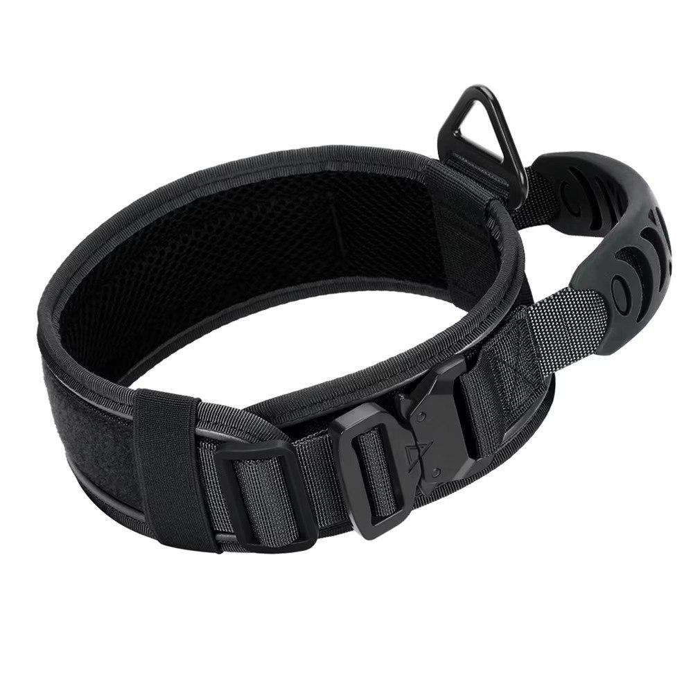 Нашийник для собак Harness Tactical, широкий нейлоновий з металевою пряжкою-фастекс M, Чорний