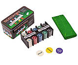 Набір для покеру в металевій коробці на 200 фішок з номіналом. Гра в покер., фото 2