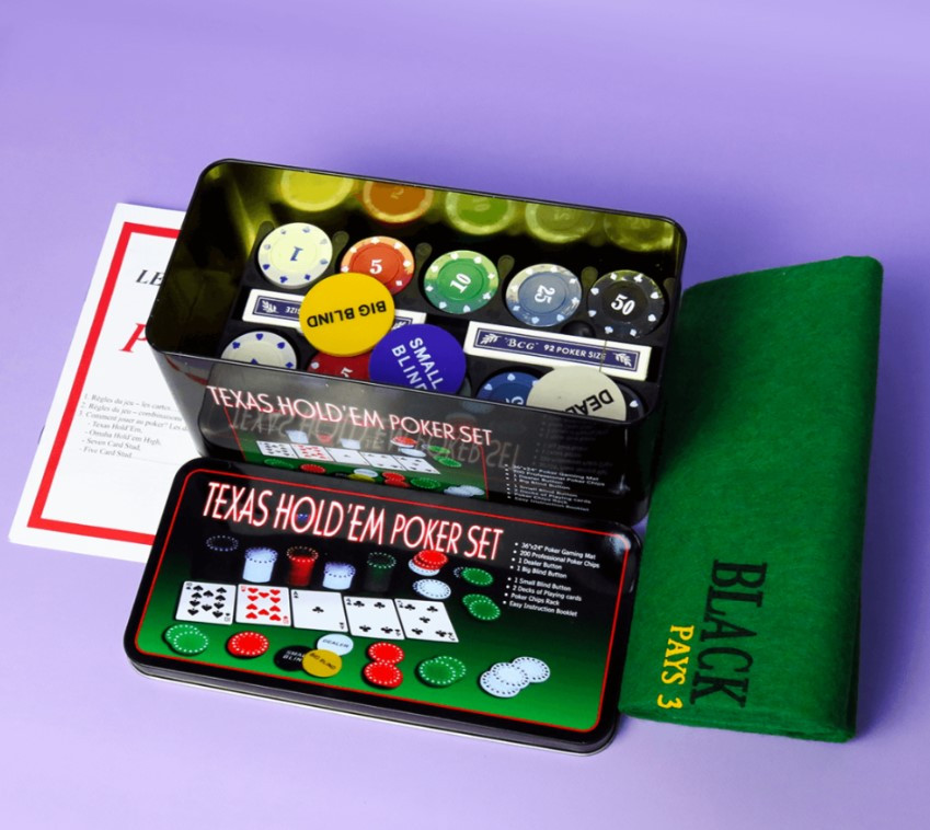 Набір для покеру в металевій коробці на 200 фішок з номіналом. Гра в покер., фото 1