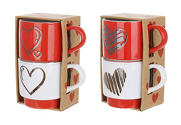 Набір (4шт.) порцелянових кухлів Heart 400мл, 4 дизайни