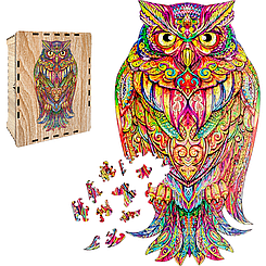 Пазл А3 Сова 41,5х31,5 см на 196 фігурних елементів з дерева у подарунковій коробочці