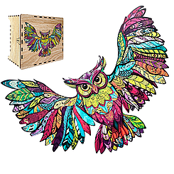 Пазл А3 Сова з дерева з фігурними елементами 141, 490х250 мм з подарунковою коробочкою