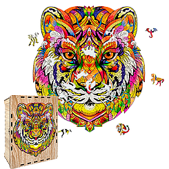 Пазл А3 Тигр 219 дерев'яних фігурних елементів у подарунковій коробці 34.2х38.7 см