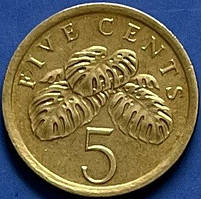 Монета Сінгапуру 5 центів 1986-90 рр.