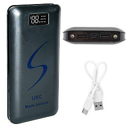 Повербанк 30000mAh (2хUSB) UKC, Чорний / Портативна зарядка для телефону / Powerbank з дисплеєм