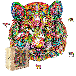 Пазл А3 Тигр 210 фігурних елемента 35.3х35.9 см у подарунковій коробочці з дерева