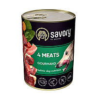 Корм ВЛАЖНЫЙ Savory Gourmand Adult (4 & Meat) Премиум для собак 400 г с четырьмя видами мяса