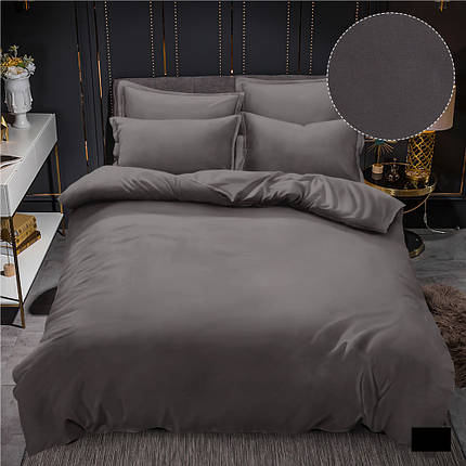 Однотонна темно-сіра тканина 220 см для постільної білизни поліестер Мікрофібра синтетична MIK4 в рулоні 100 м, фото 1