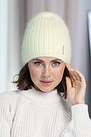 В'язана шапка з ангори "Таїсія" колір жовтий